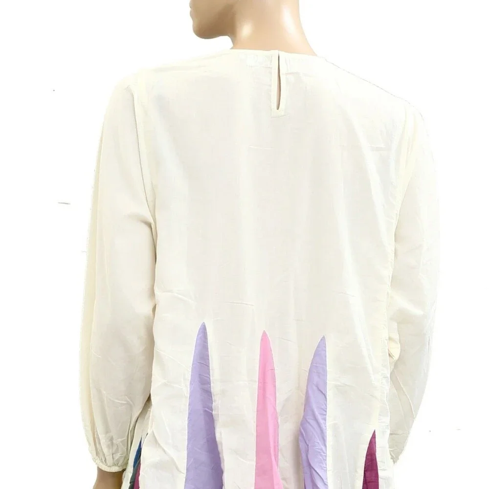 RHODE Cream Mini Dress with Multicolor Pleated Hem - Picture 4 of 5